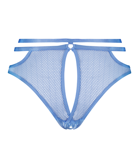 Pleasure Open-Crotch Brazilian Knickers, Blue