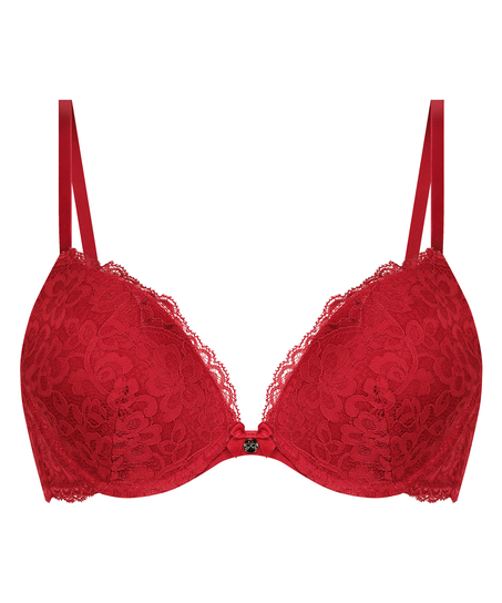 Marine Padded Push-Up Underwired Bra, Red