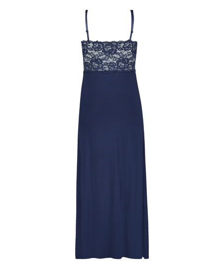 Nora Lace Long Slip Dress, Blue