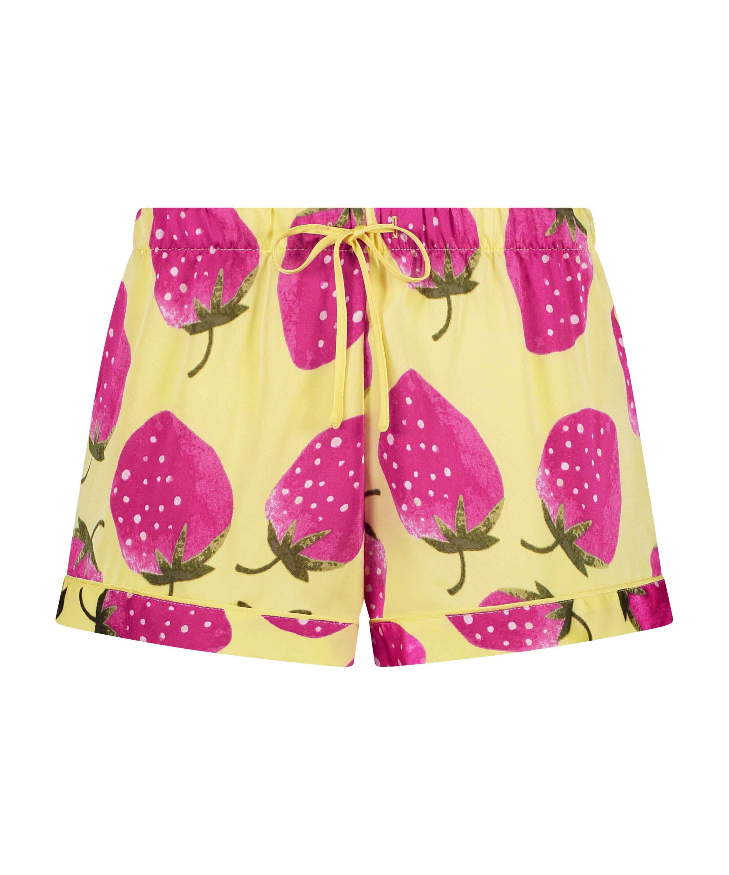 Satin pyjama shorts, Yellow