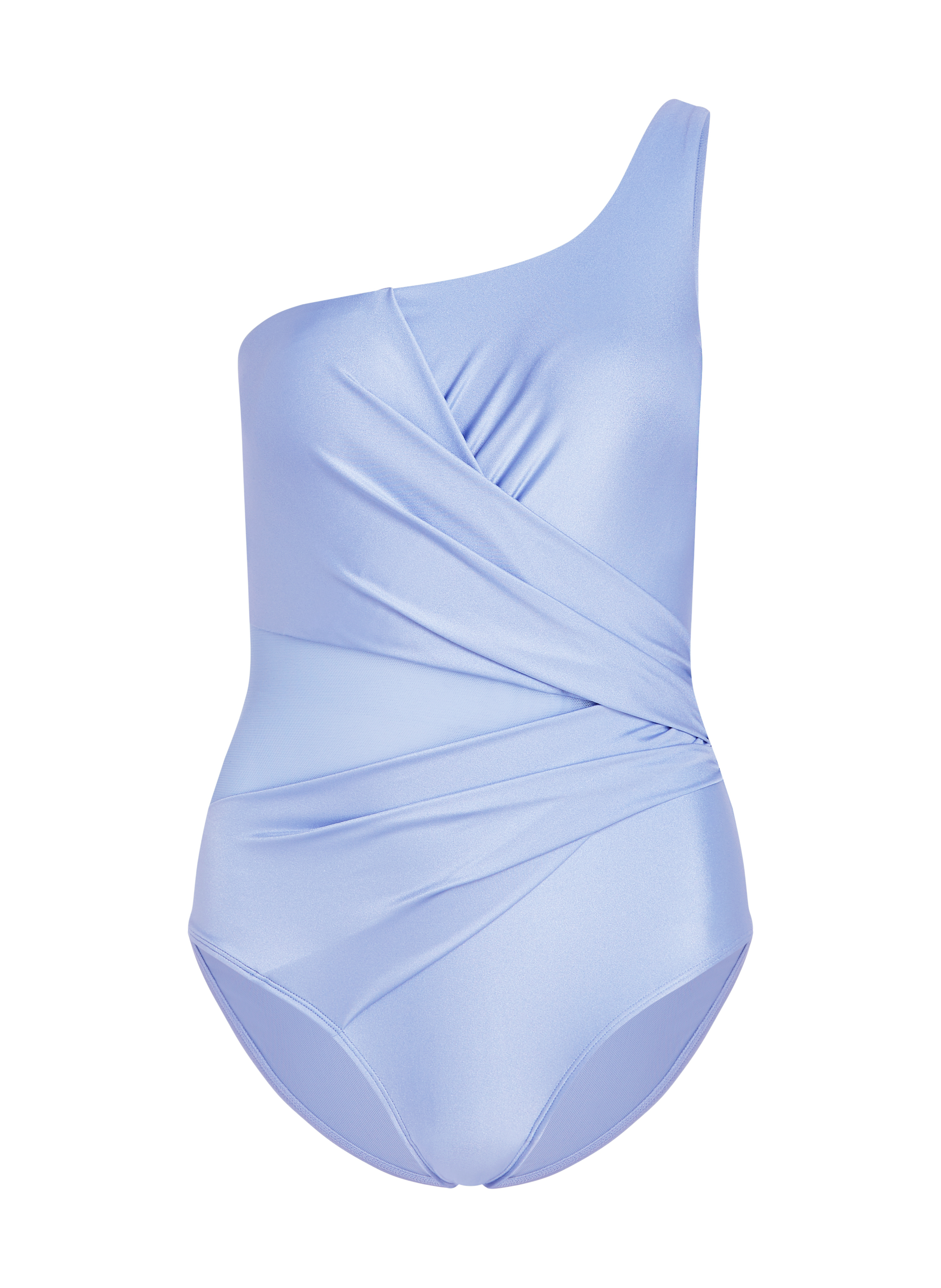 Shaping Shell Mesh Swimsuit, Blue, main