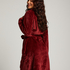 Short Fleece Ribbed Bathrobe, Brown