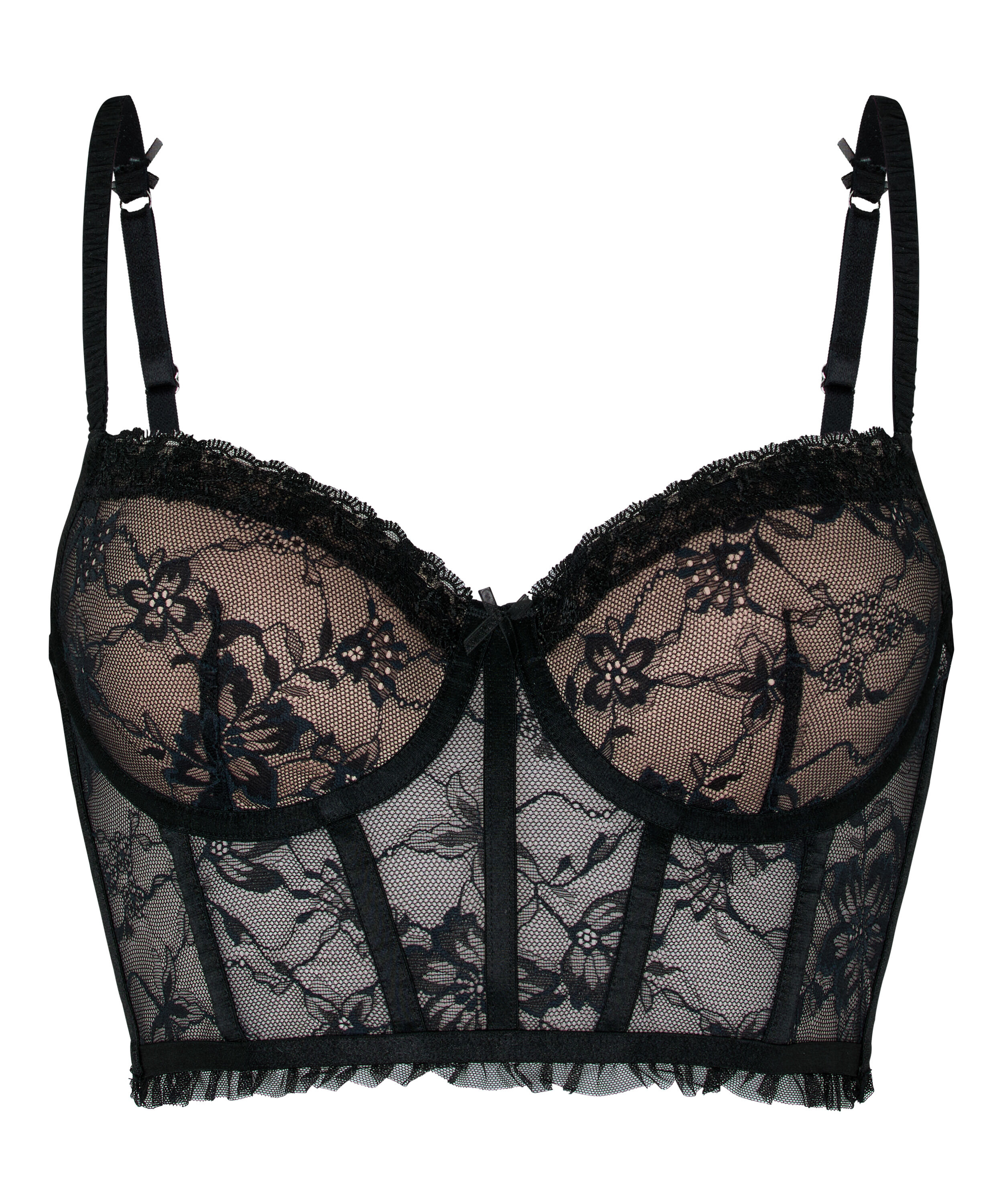 Padded Underwired Longline Bra Felicity, Black