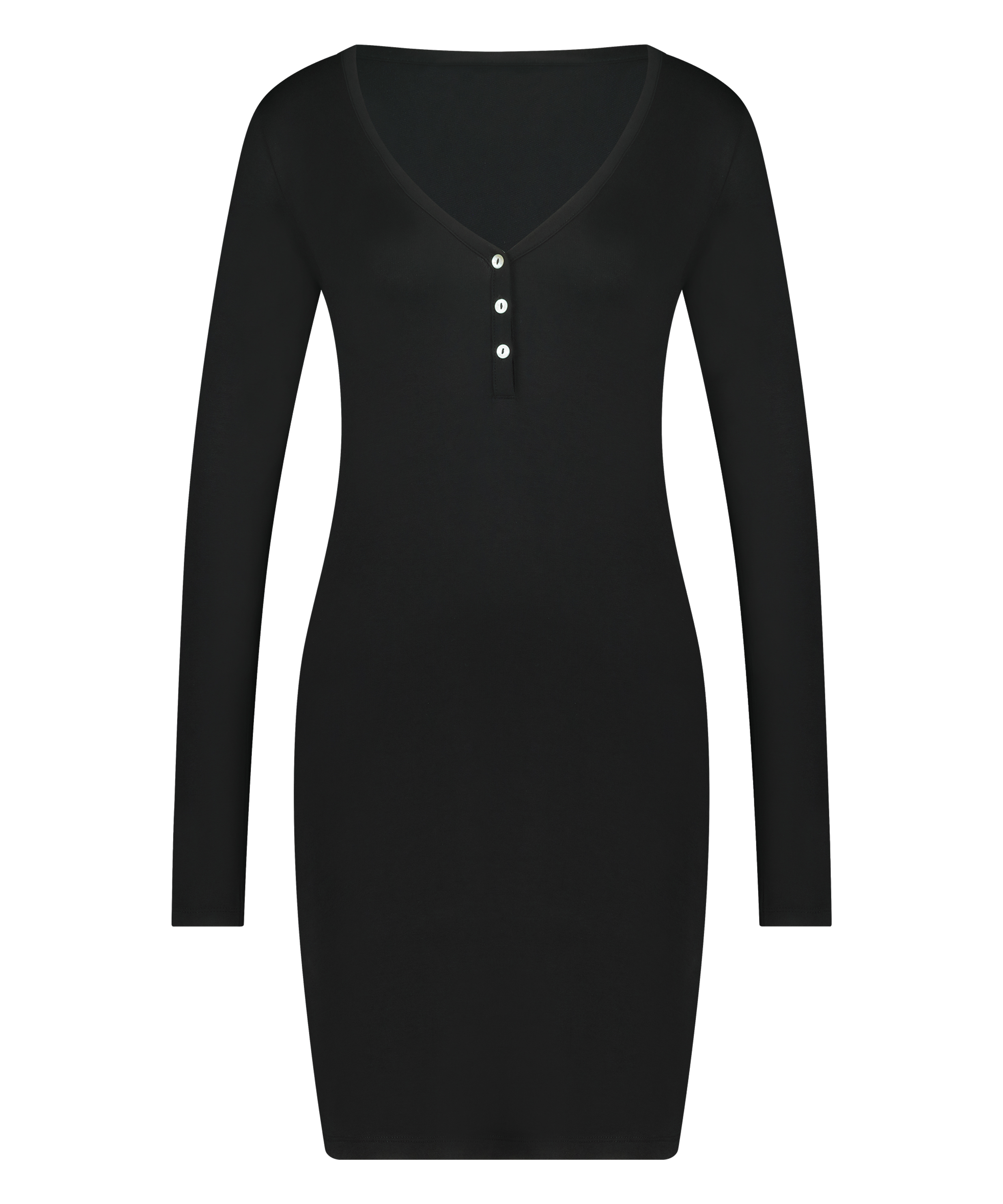 Henley Nightshirt, Black, main