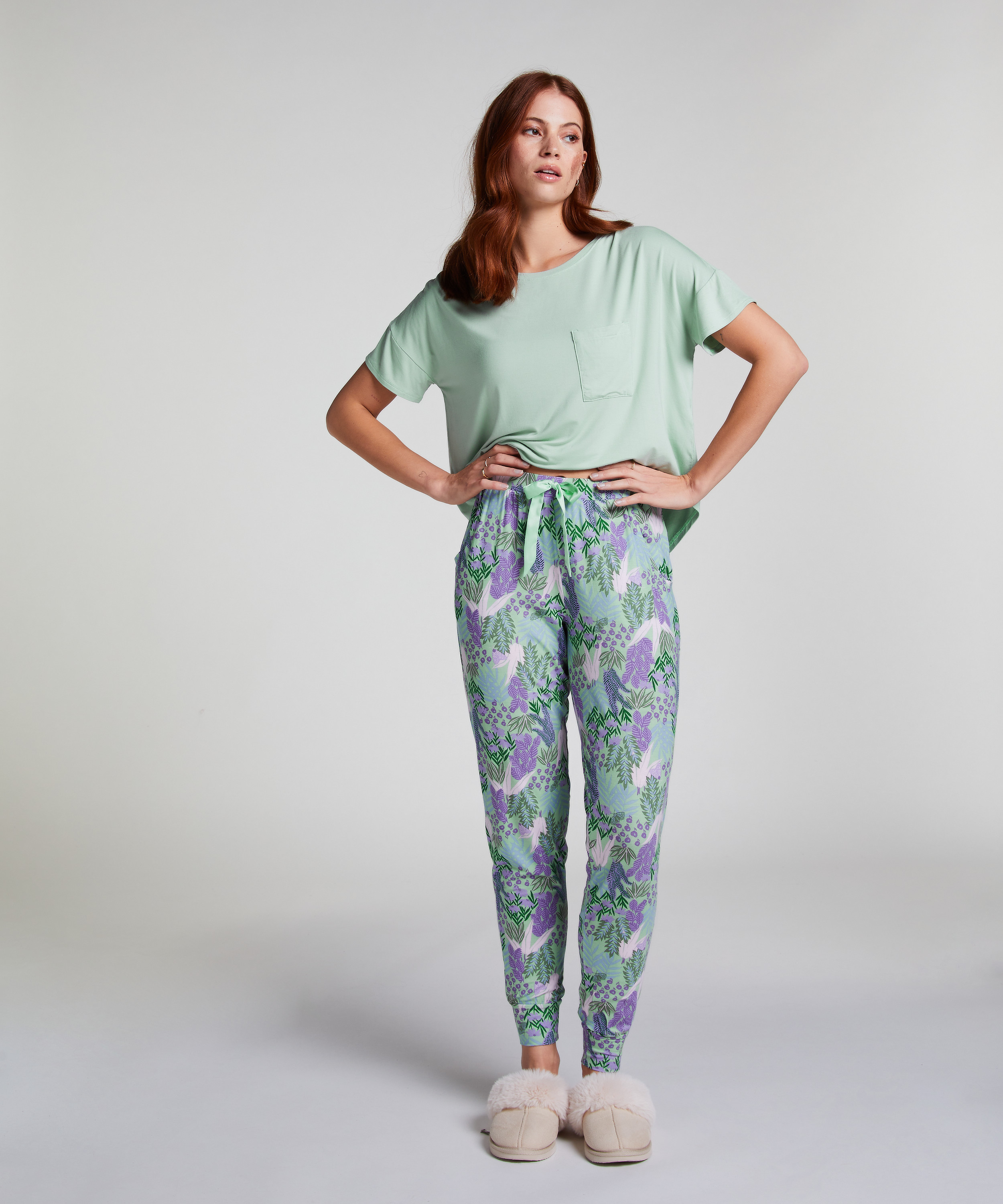 Pyjama pants Jersey, Green, main