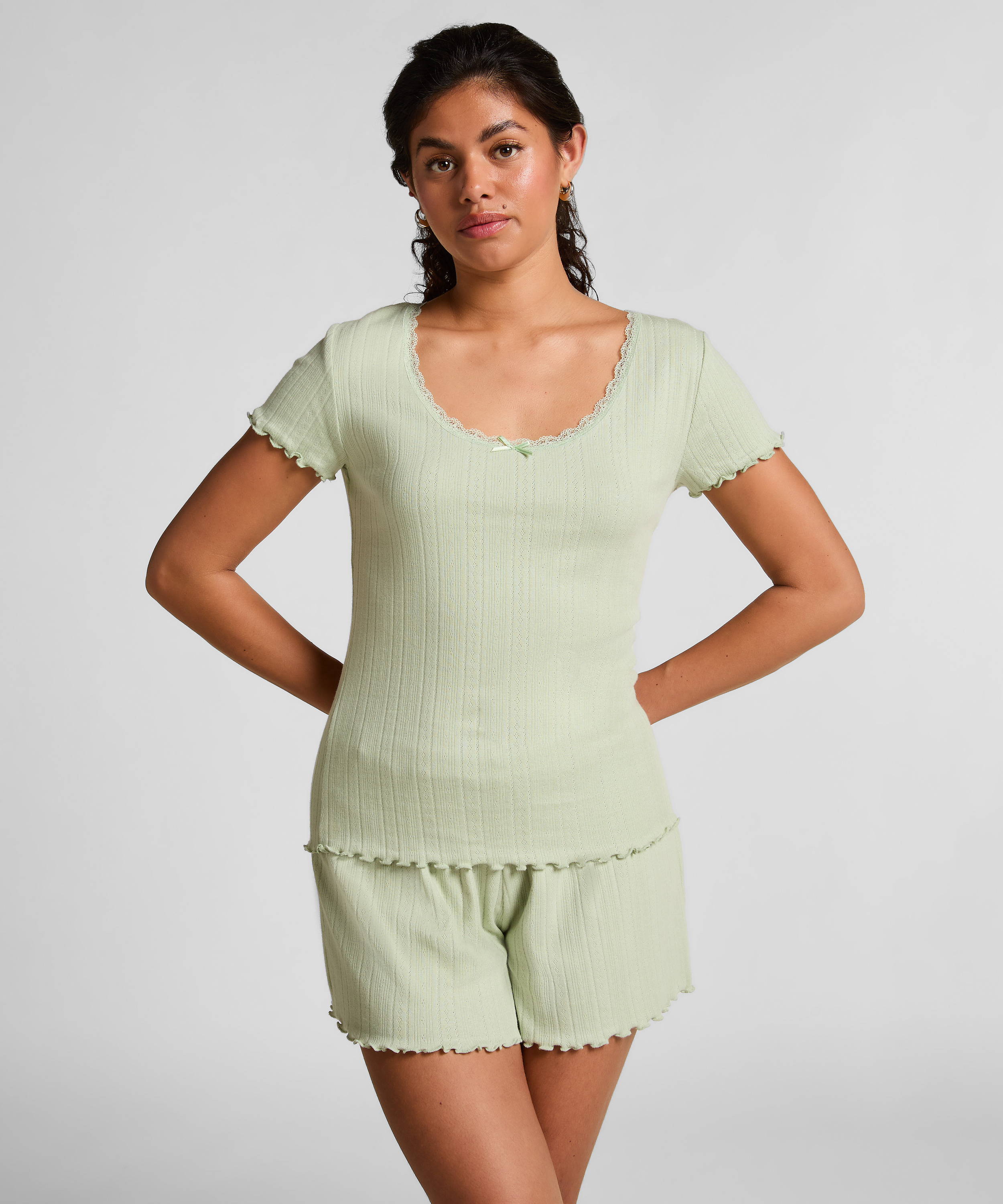 Pointelle Top Lace, Green, main