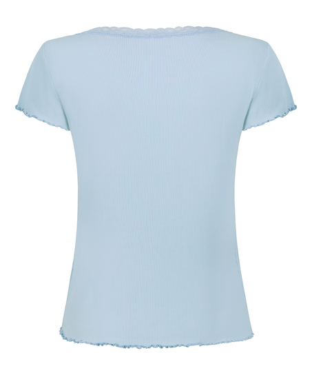 Pyjama Top Jersey Rib, Blue