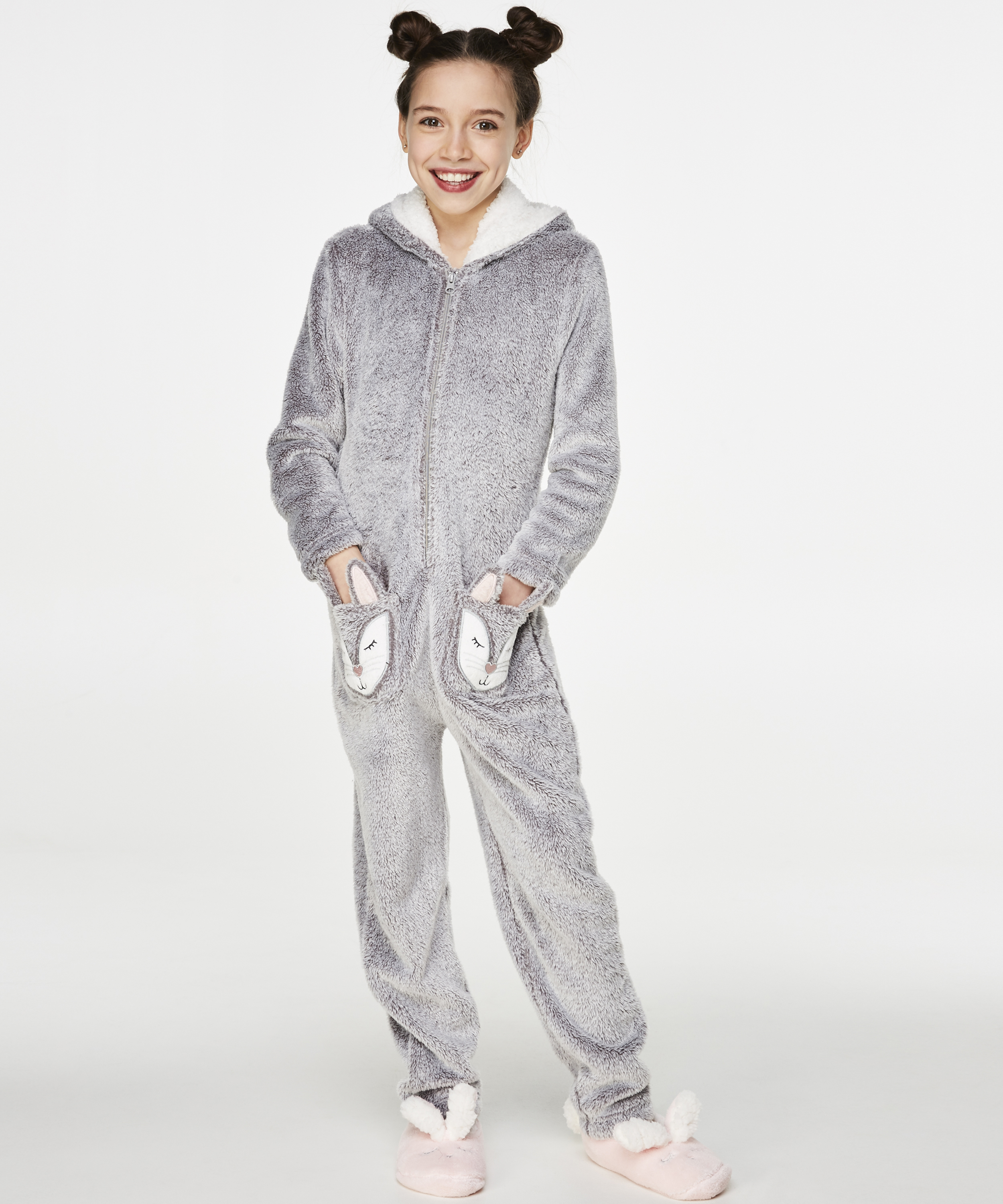 Fleece Onesie Teens, Gray, main