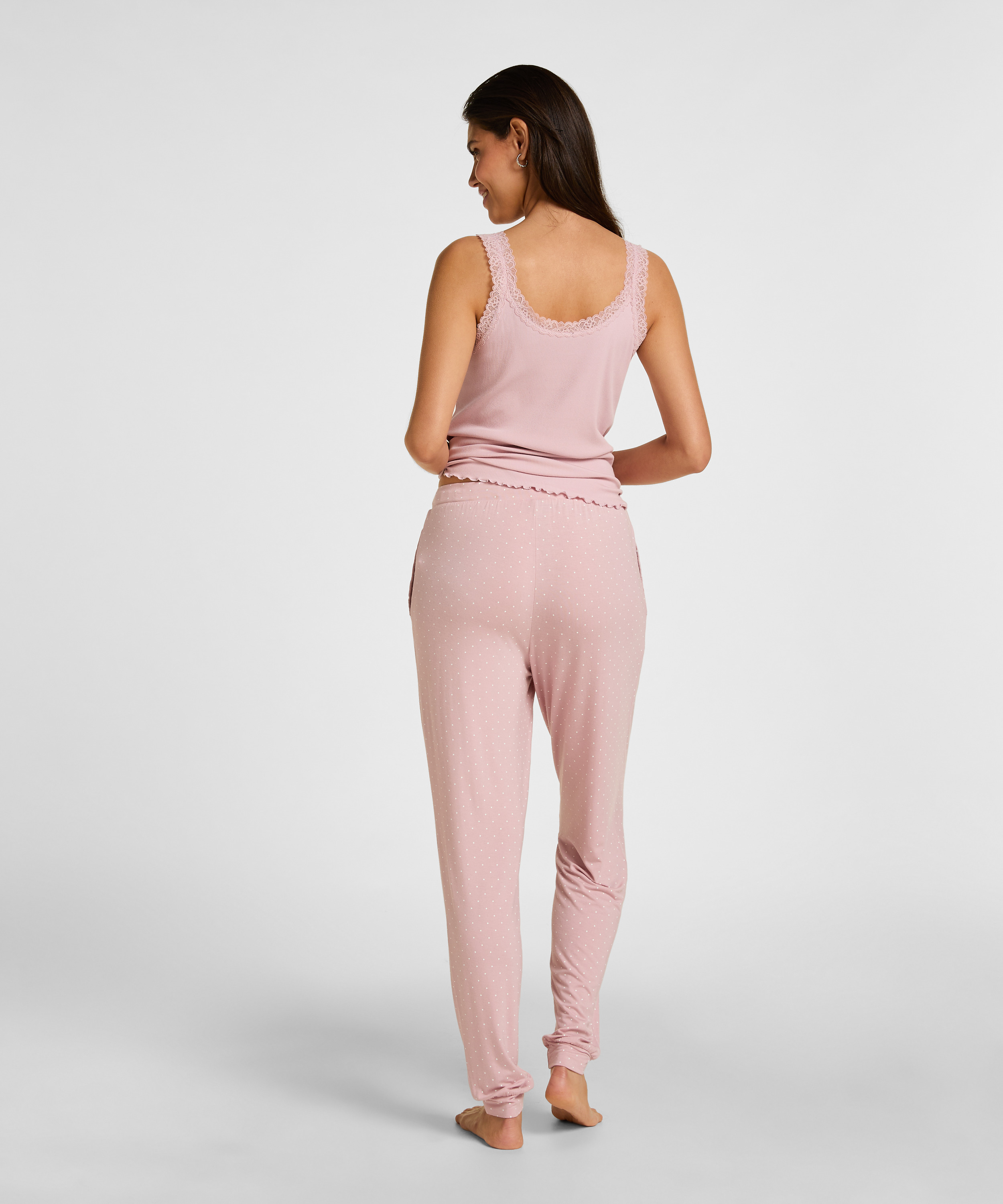 Singlet Rib Jersey Lace, Pink, main