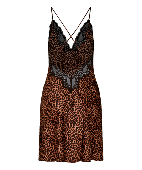 Slipdress Leopard Gabrielle, Black