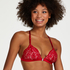 Rose Padded Triangle Bralette, Red