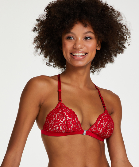 Rose Padded Triangle Bralette, Red