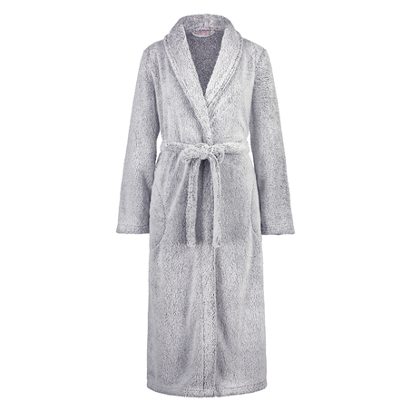 Long Fleece Bathrobe, Gray