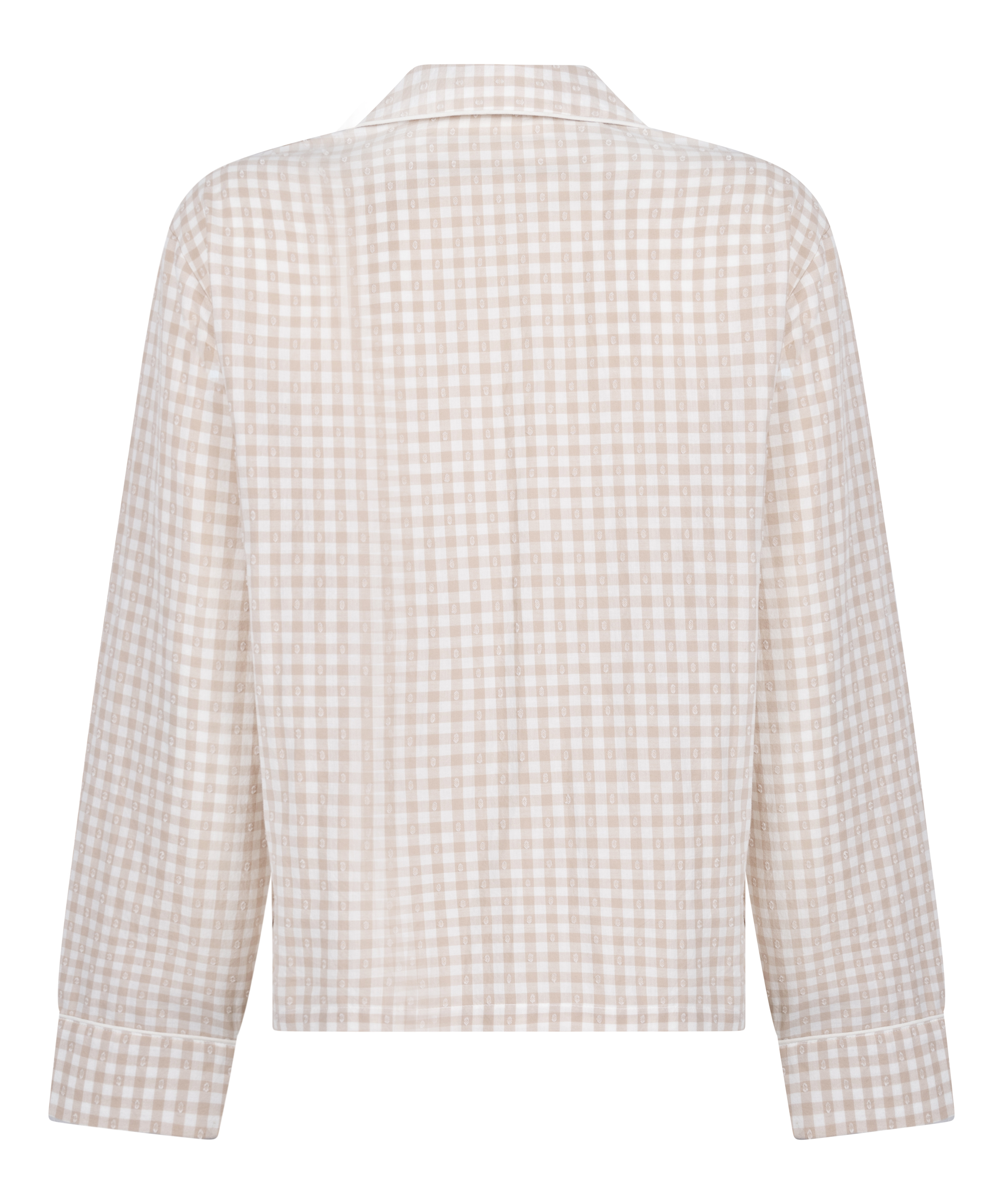 Dobby Pyjama Jacket Woven Cotton, Beige, main