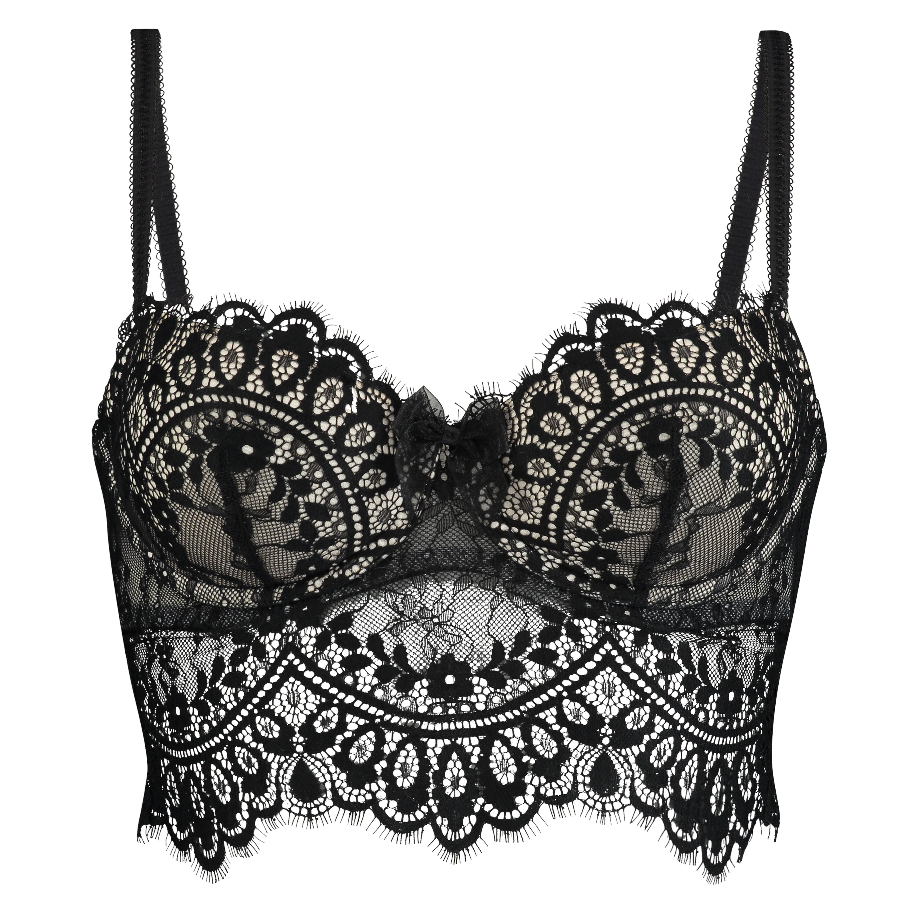 Alicia Padded Underwired Longline Bra, Black, main