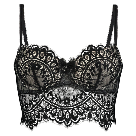 Alicia Padded Underwired Longline Bra, Black