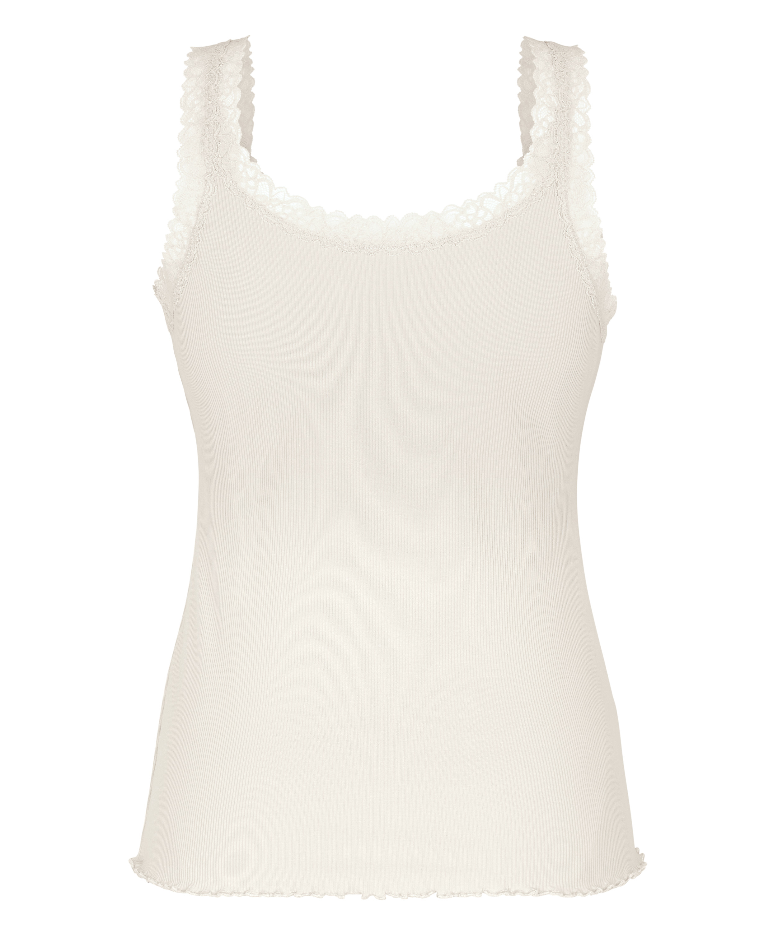 Singlet Rib Jersey Lace, White, main