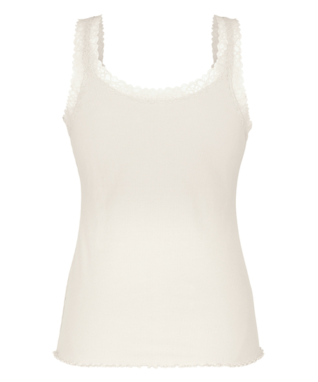 Singlet Rib Jersey Lace, White