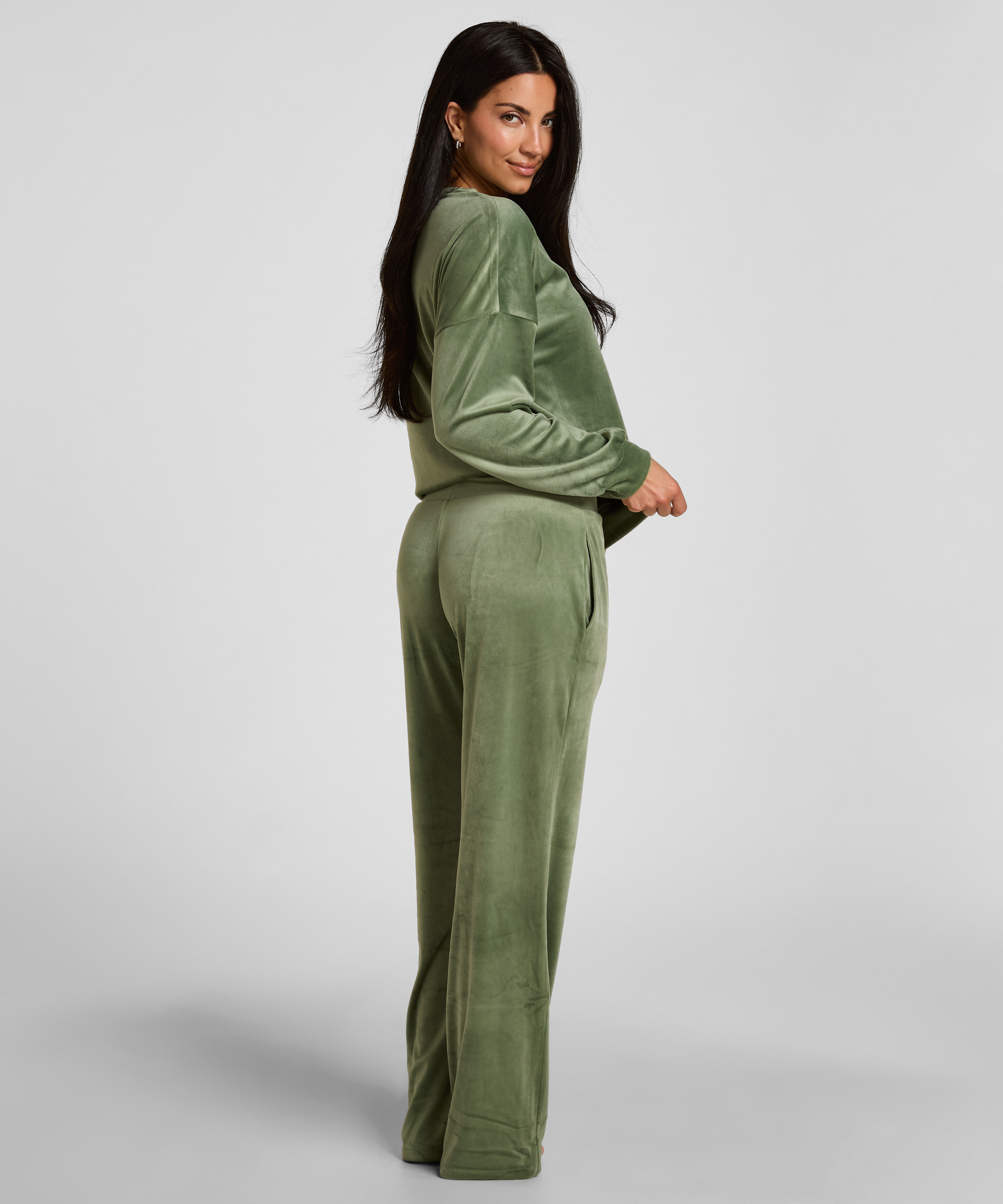 Pyjama Set Velours, Green, main