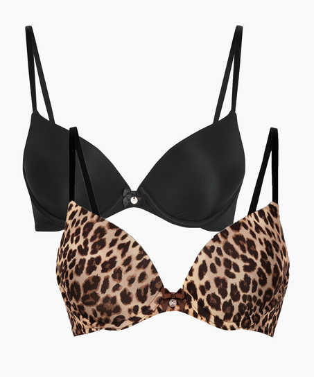 2-Pack Padded Underwired Bra, Black