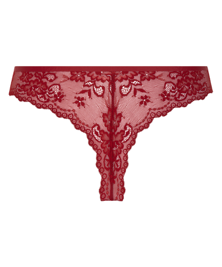 Lace Back Invisible Thong, Red
