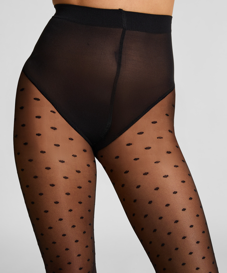 Tights 15 Denier Dots Anti Ladder, Black