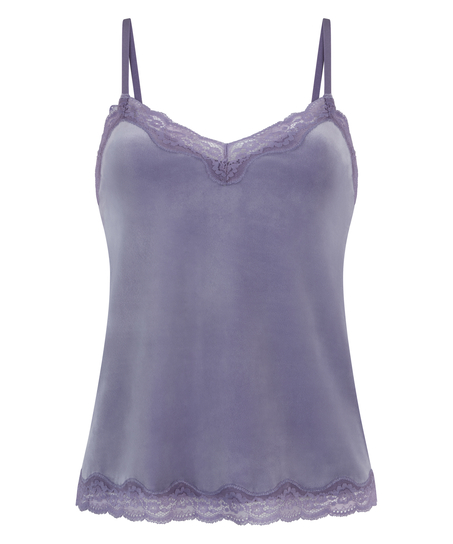 Velours Lace Cami Top, Purple