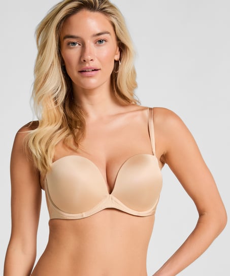 Padded Underwired Strapless Maximizer Bra, Beige