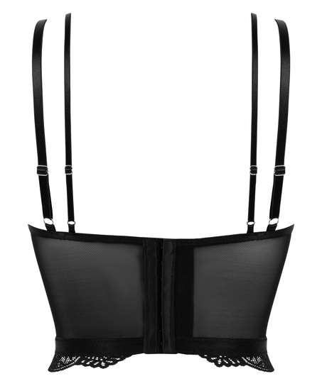 Coco Padded Underwired Longline Push-Up Bra, Black