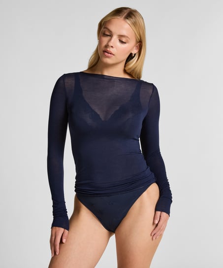 super soft Boatneck shirt with Cashmere, Blue