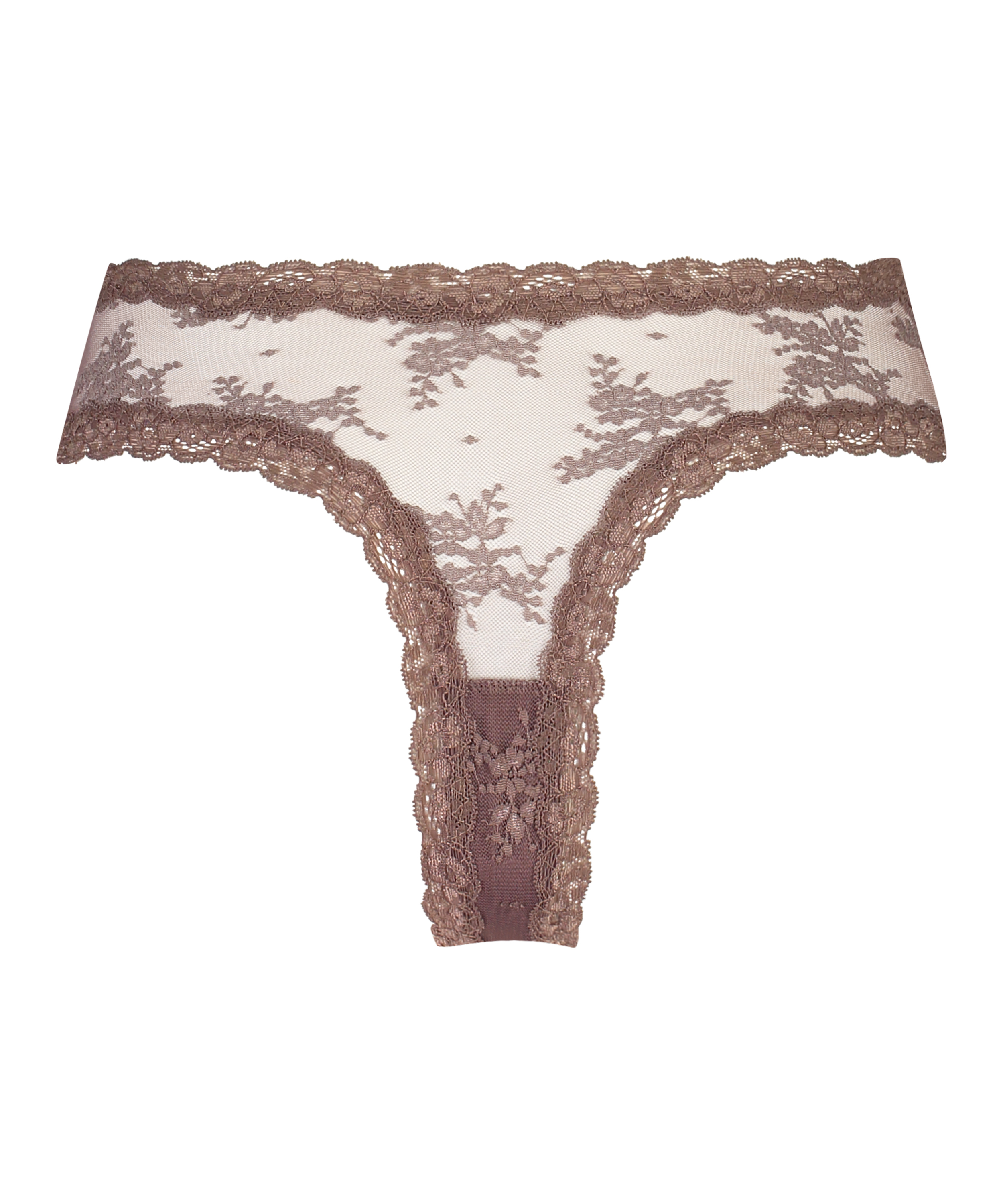V-shaped Brazilian knickers mesh, Brown, main