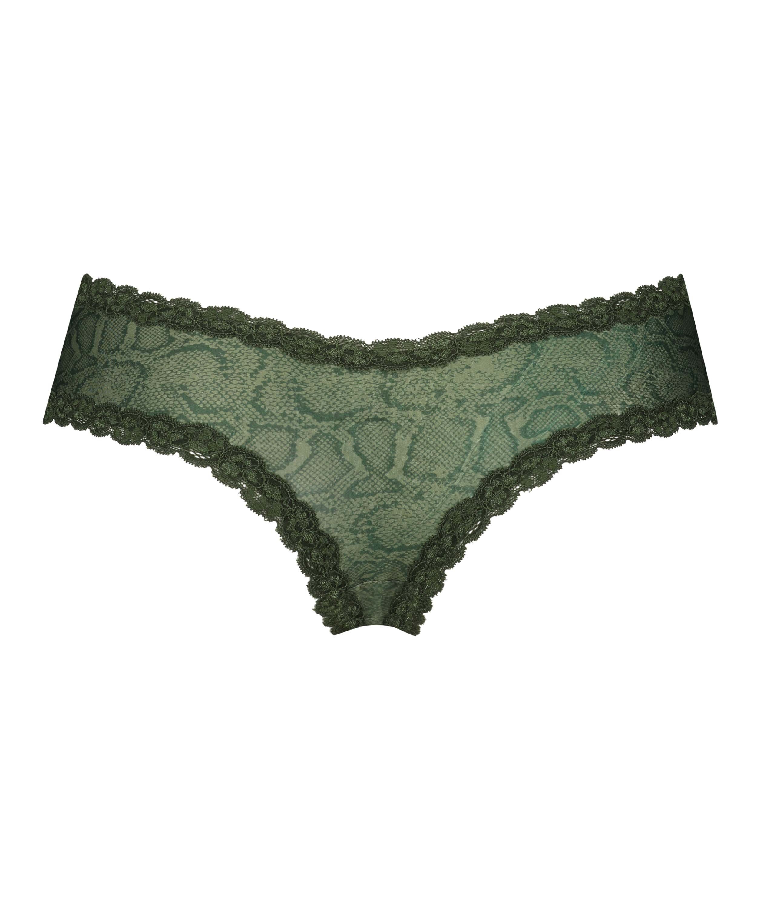 V-shaped Brazilian knickers mesh, Green, main
