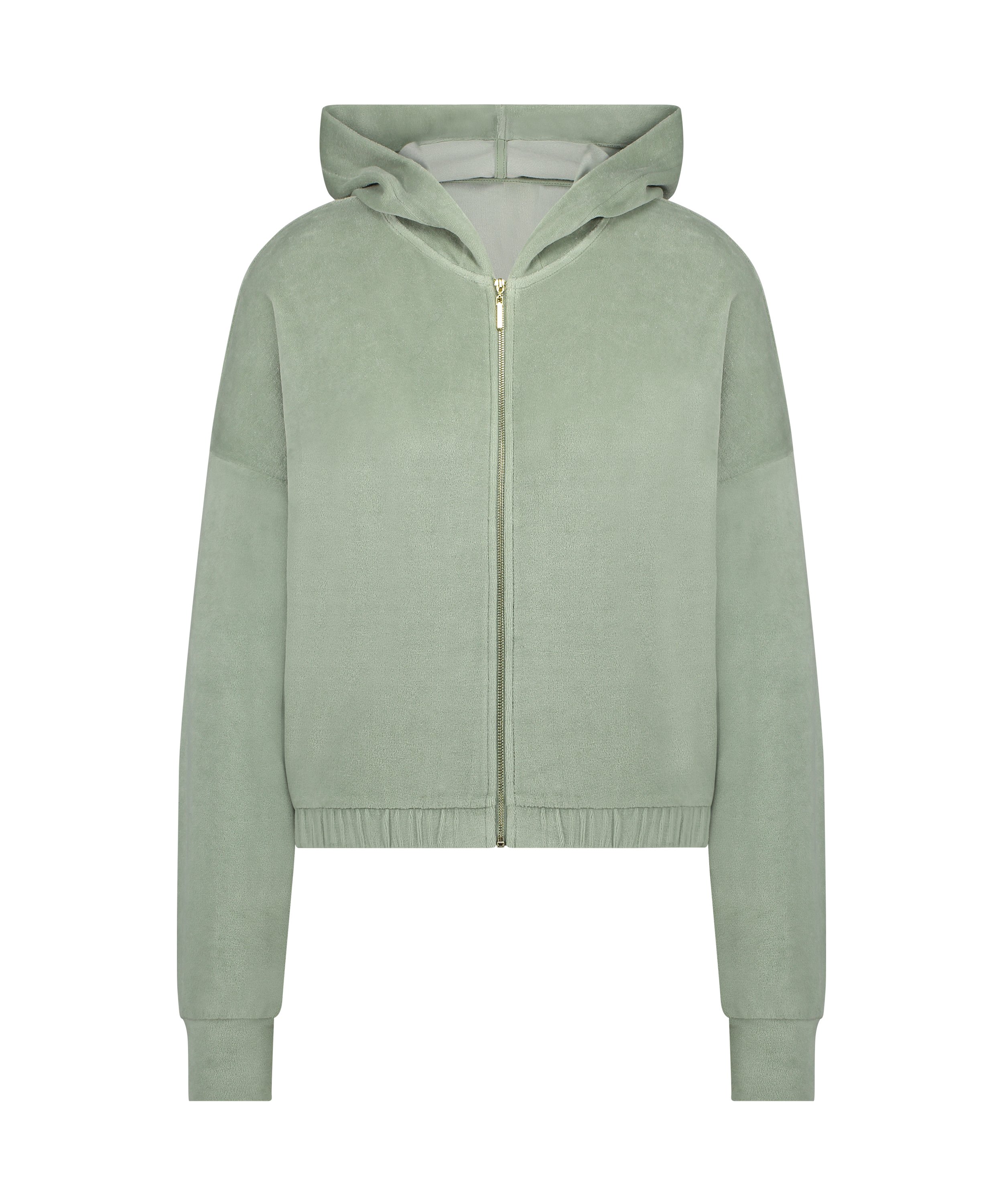 Velours Long-Sleeved Jacket, Green, main