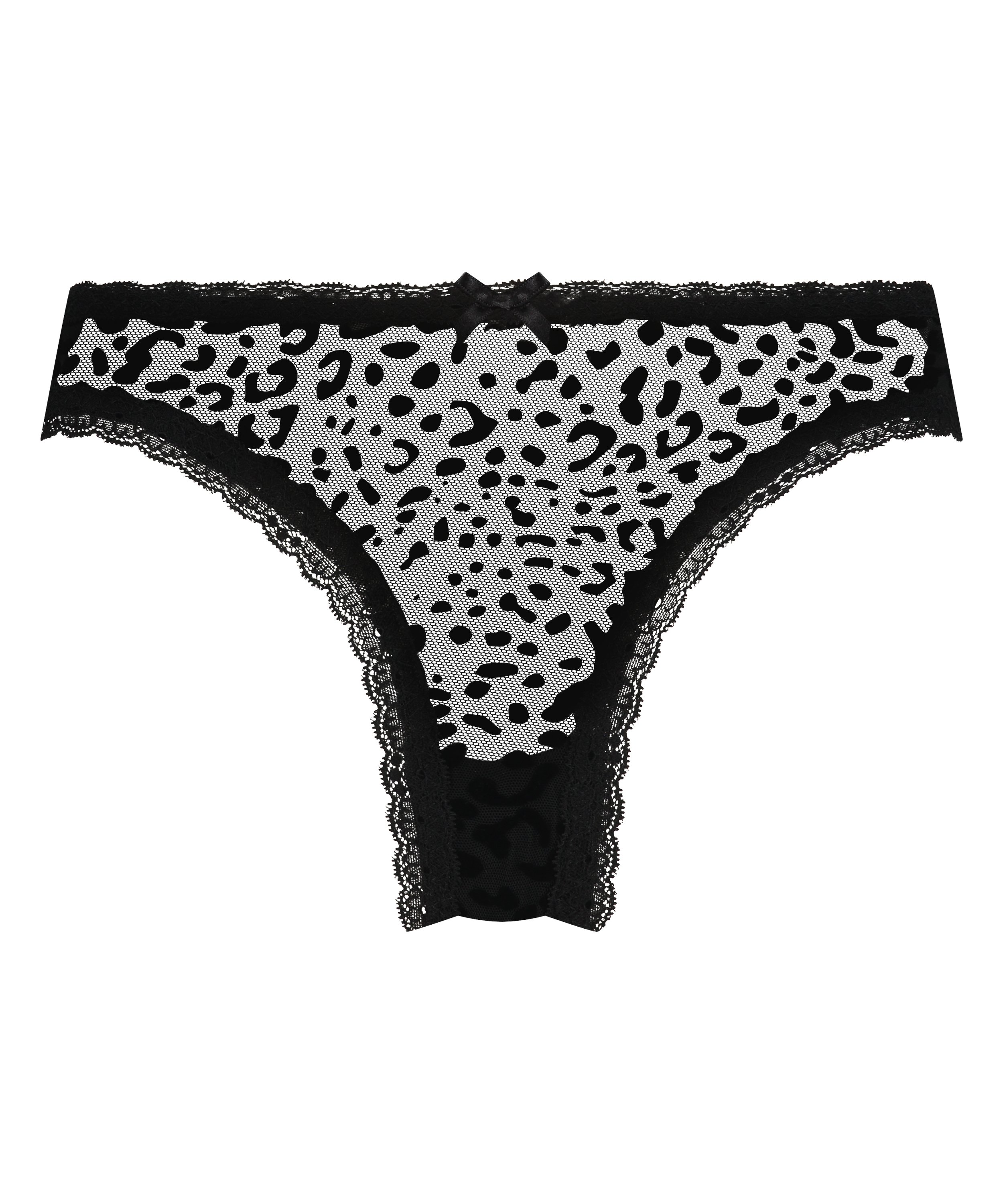 V-shaped Brazilian knickers mesh, Black, main