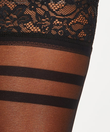 15 Denier Stay-up Graphic Stripes, Black
