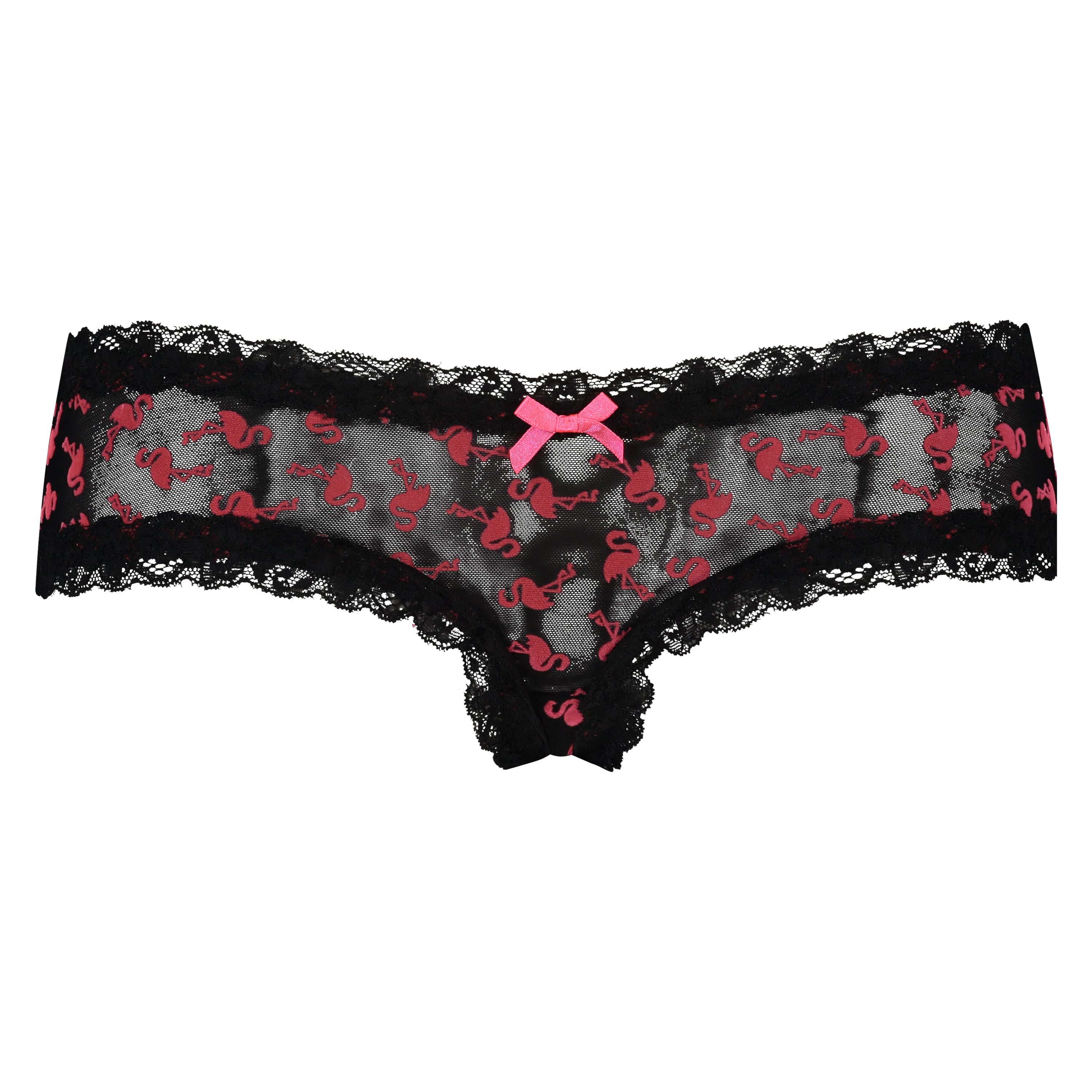 V-shaped Brazilian knickers mesh, Black, main