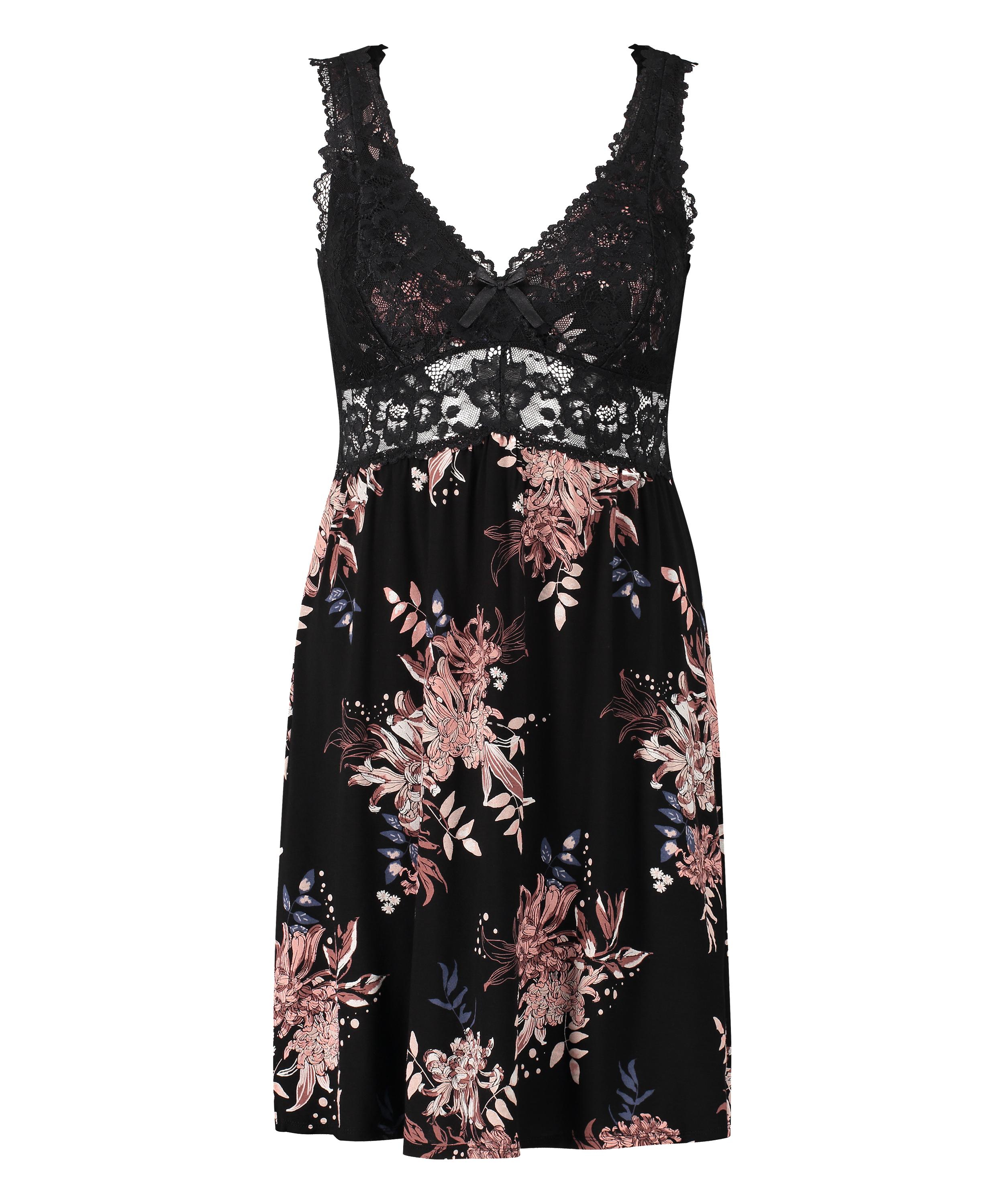 Nora Lace Slip Dress, Black, main