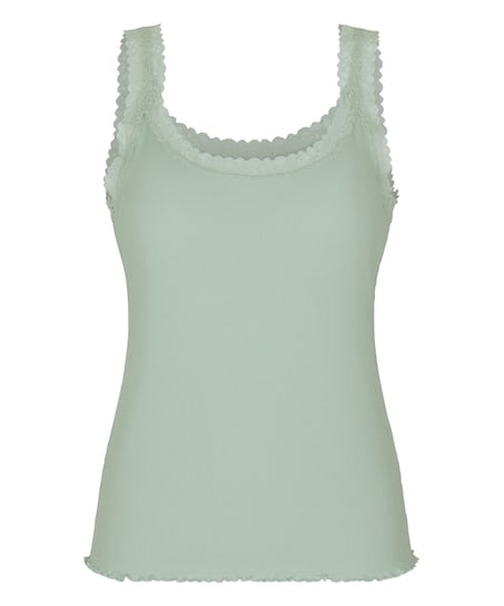 Singlet Rib Jersey Lace, Green