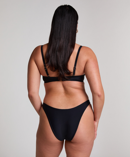 Luna High-Leg Bikini Bottoms, Black