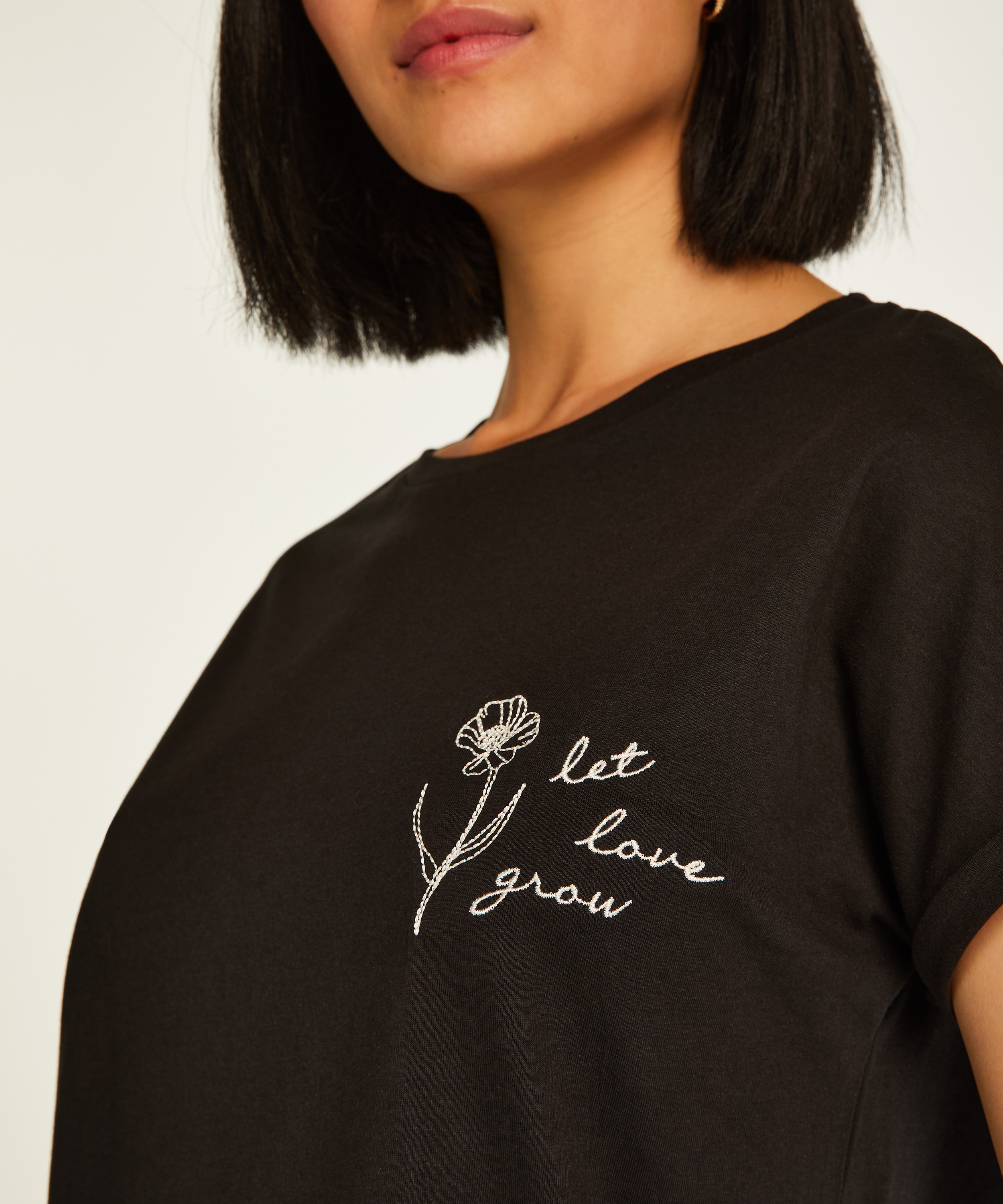 Round Neck Nightshirt, Black, main