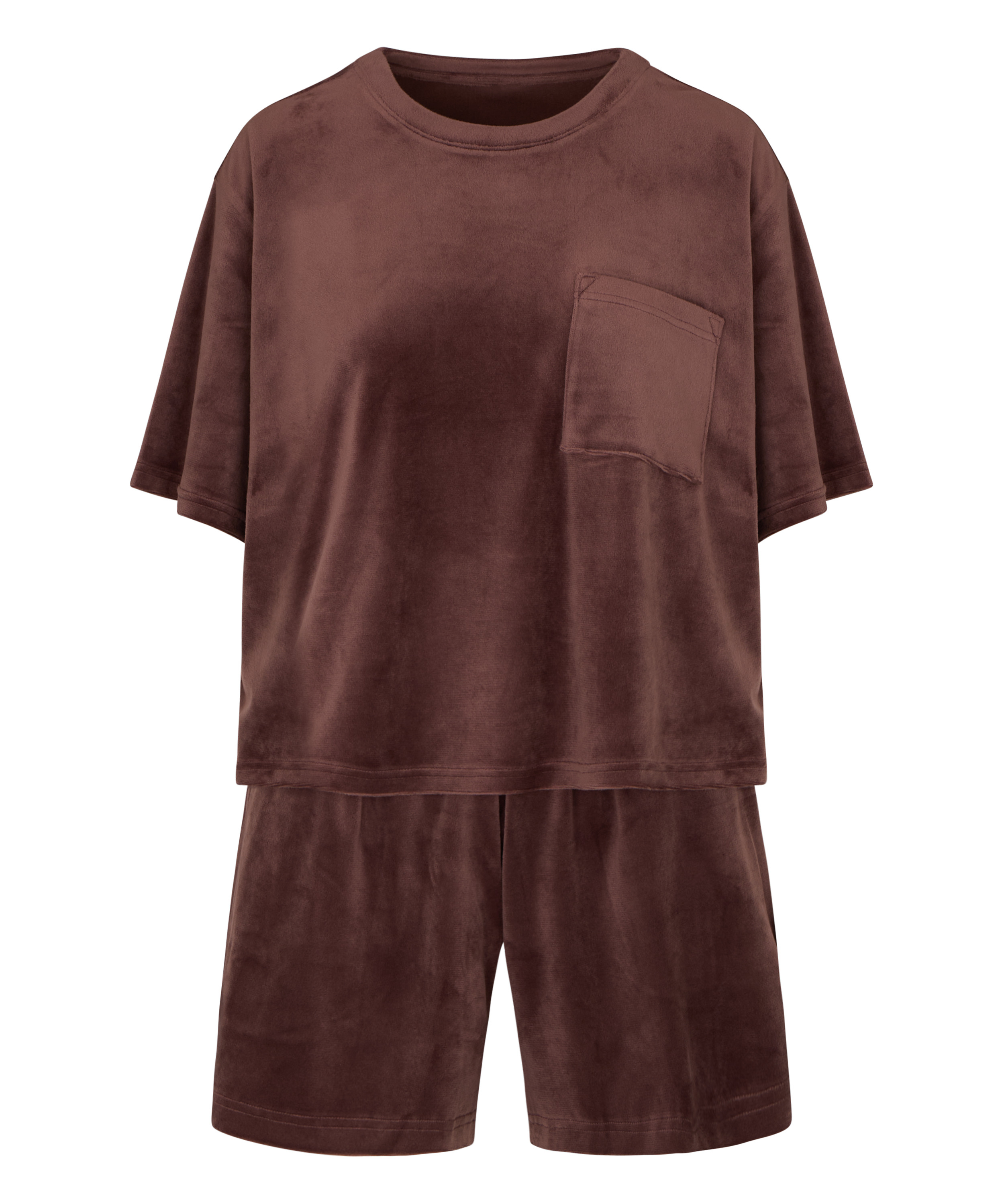 Pyjama Set Velours, Brown, main