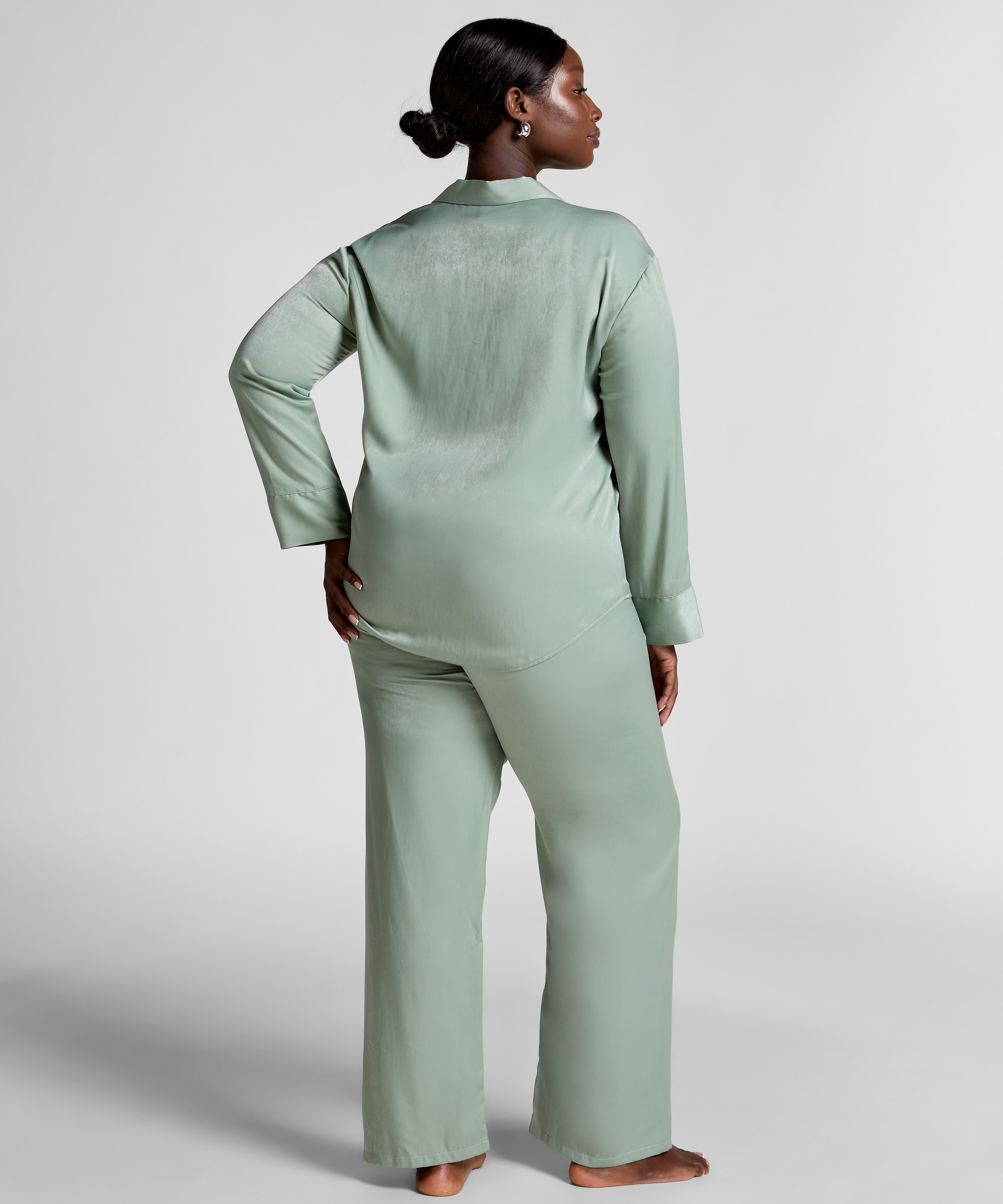Satin Trousers, Green, main