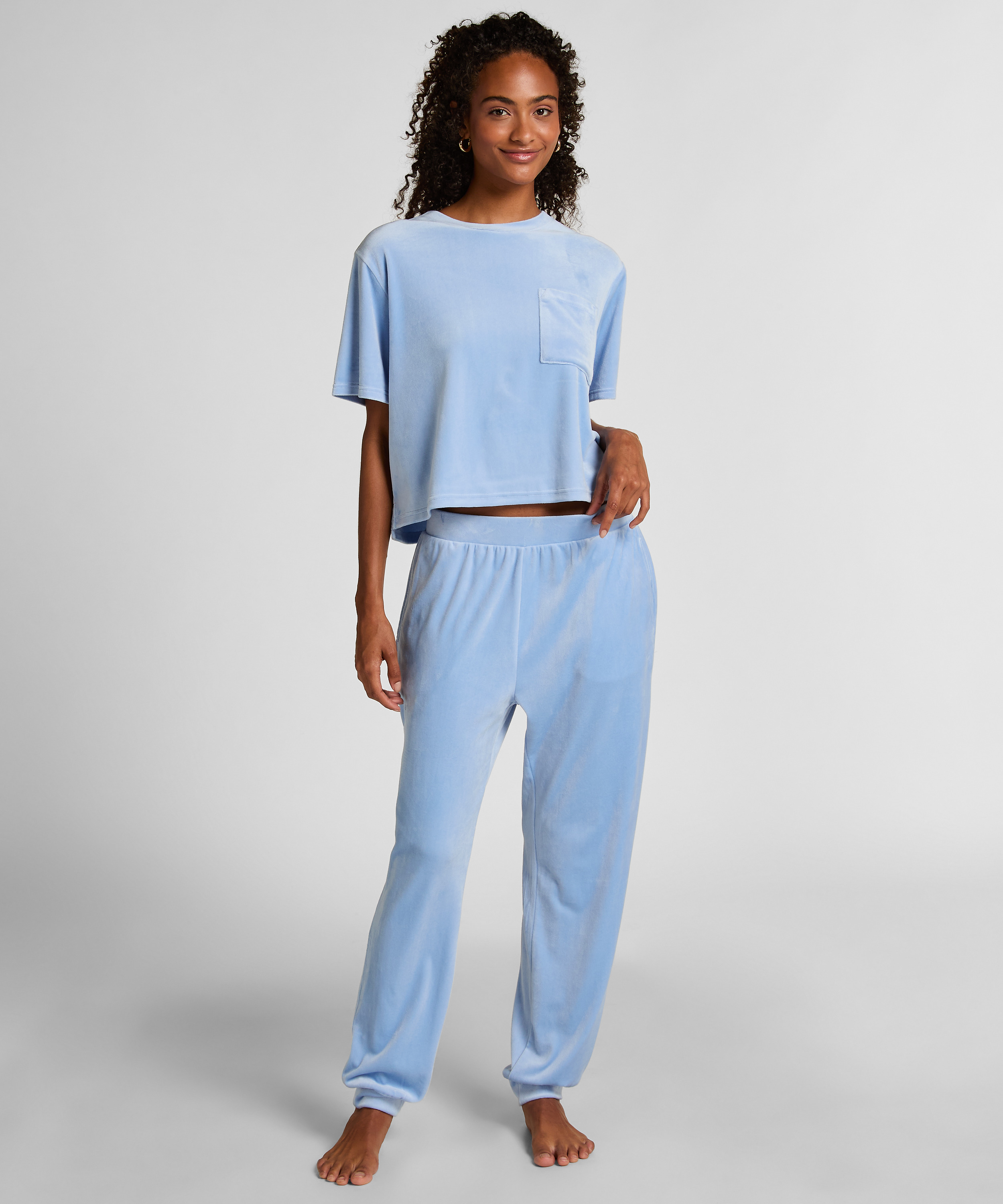 Velours Jogging Pants, Blue, main