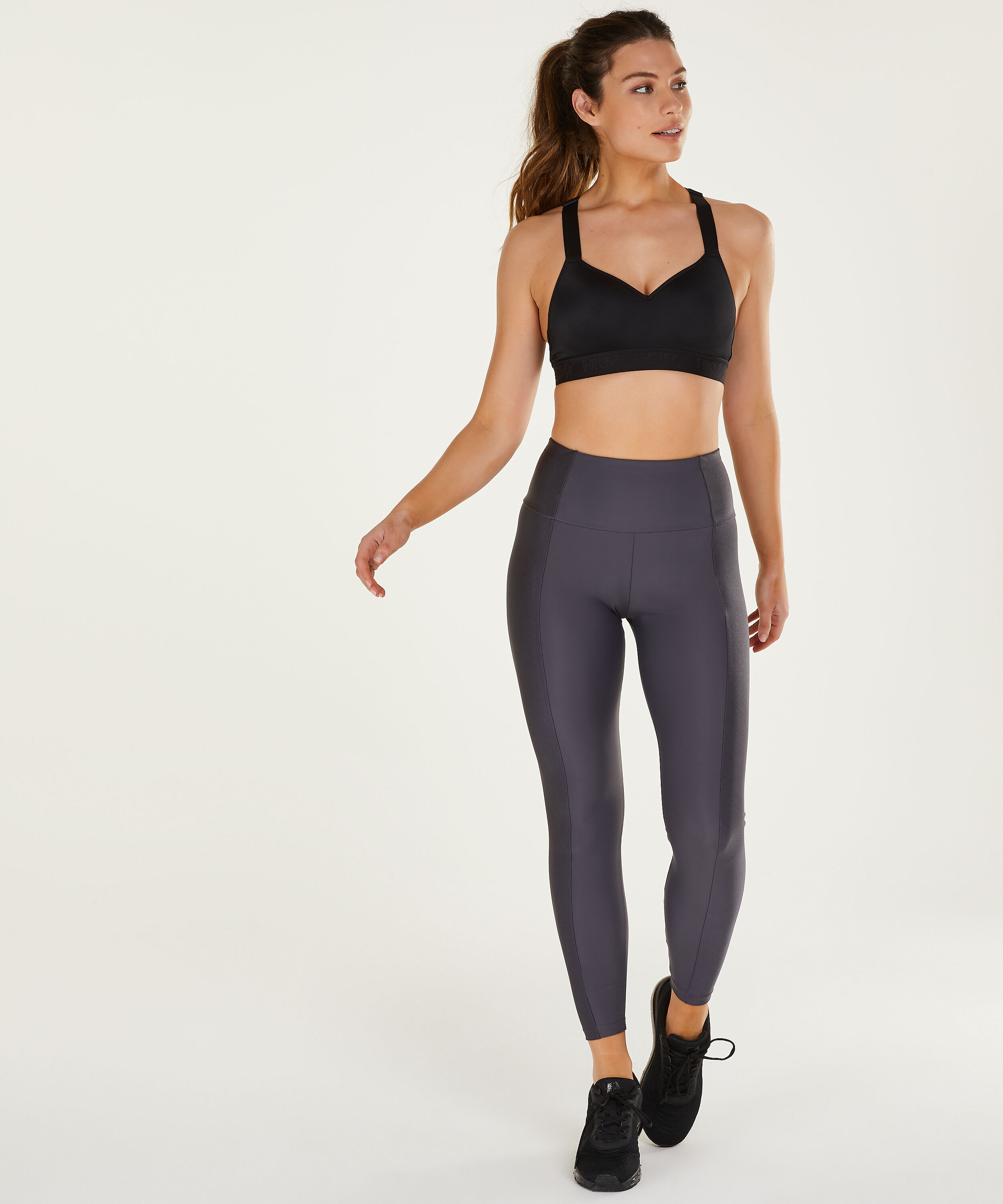 HKMX High waisted sports leggings Shine On, Gray