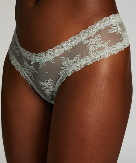 V-shaped Brazilian knickers mesh, Green