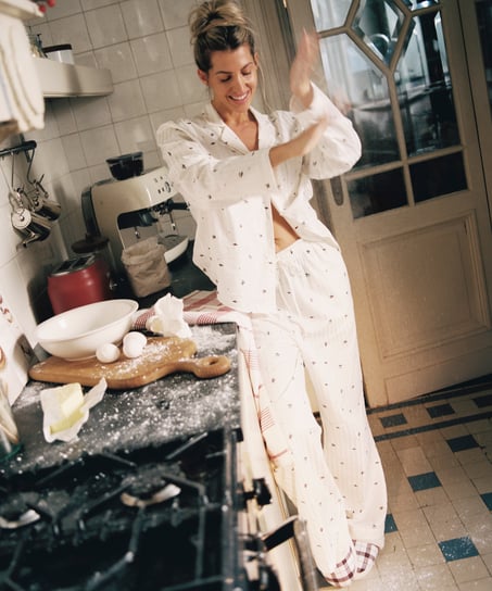 Petite Pyjama Pant Mistletoe, White