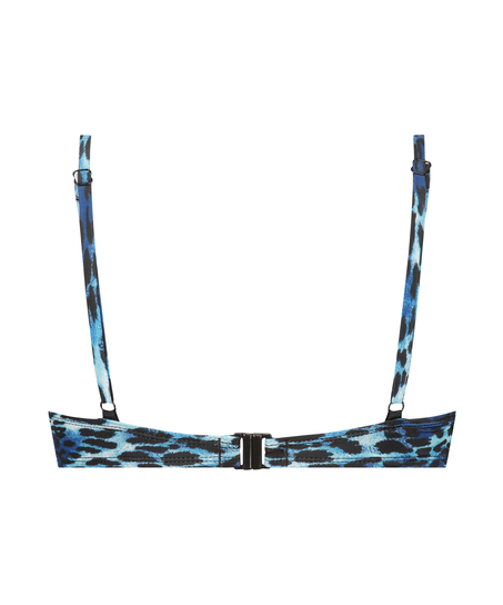 Leo padded underwired bikini top, Blue