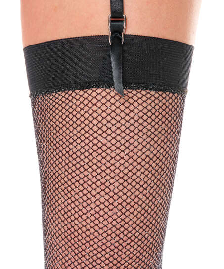 Lurex Fishnet Stockings, Black
