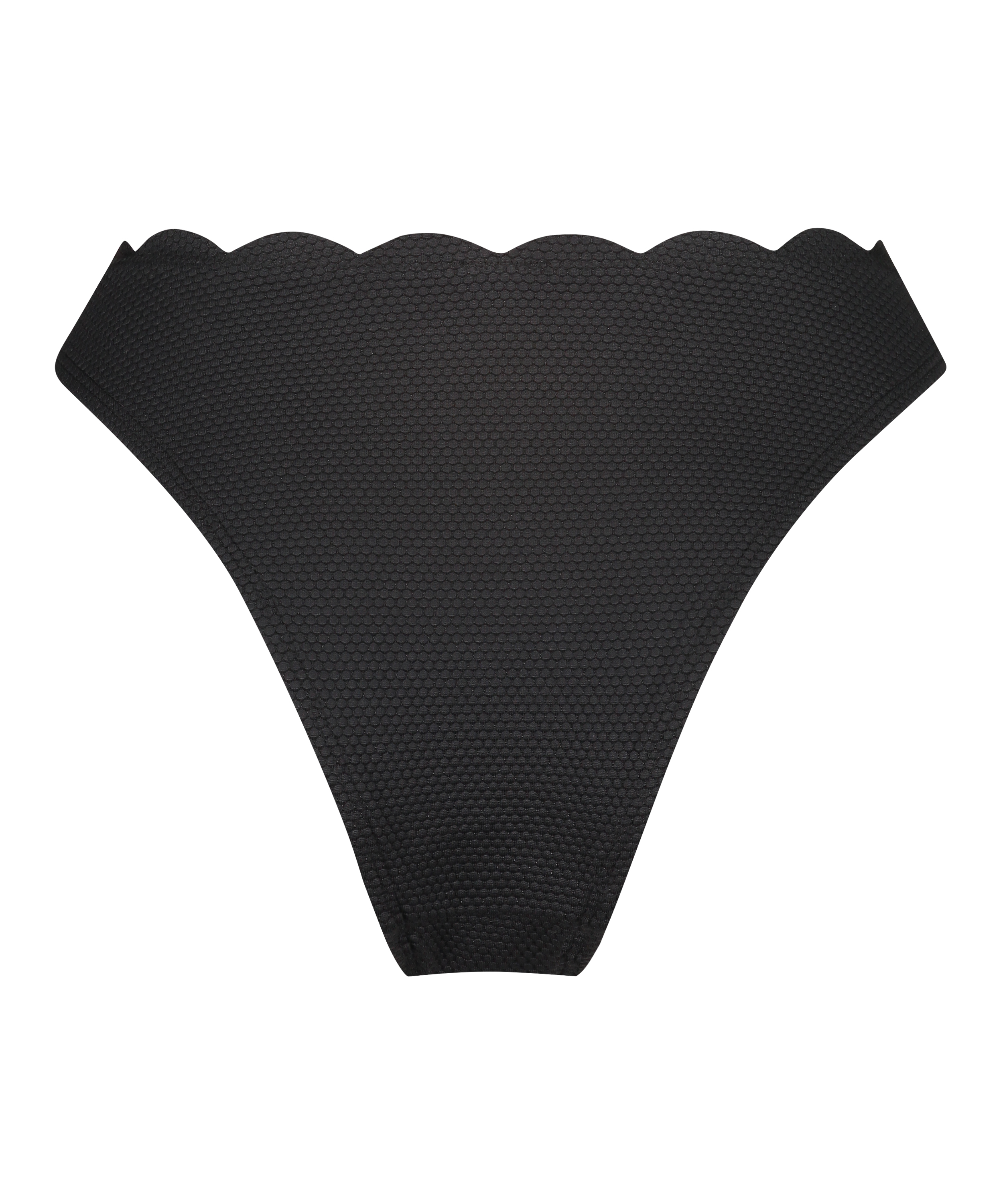 Scallop high-leg bikini bottoms, Black, main