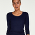 LS ribbed top R-neck, Blue